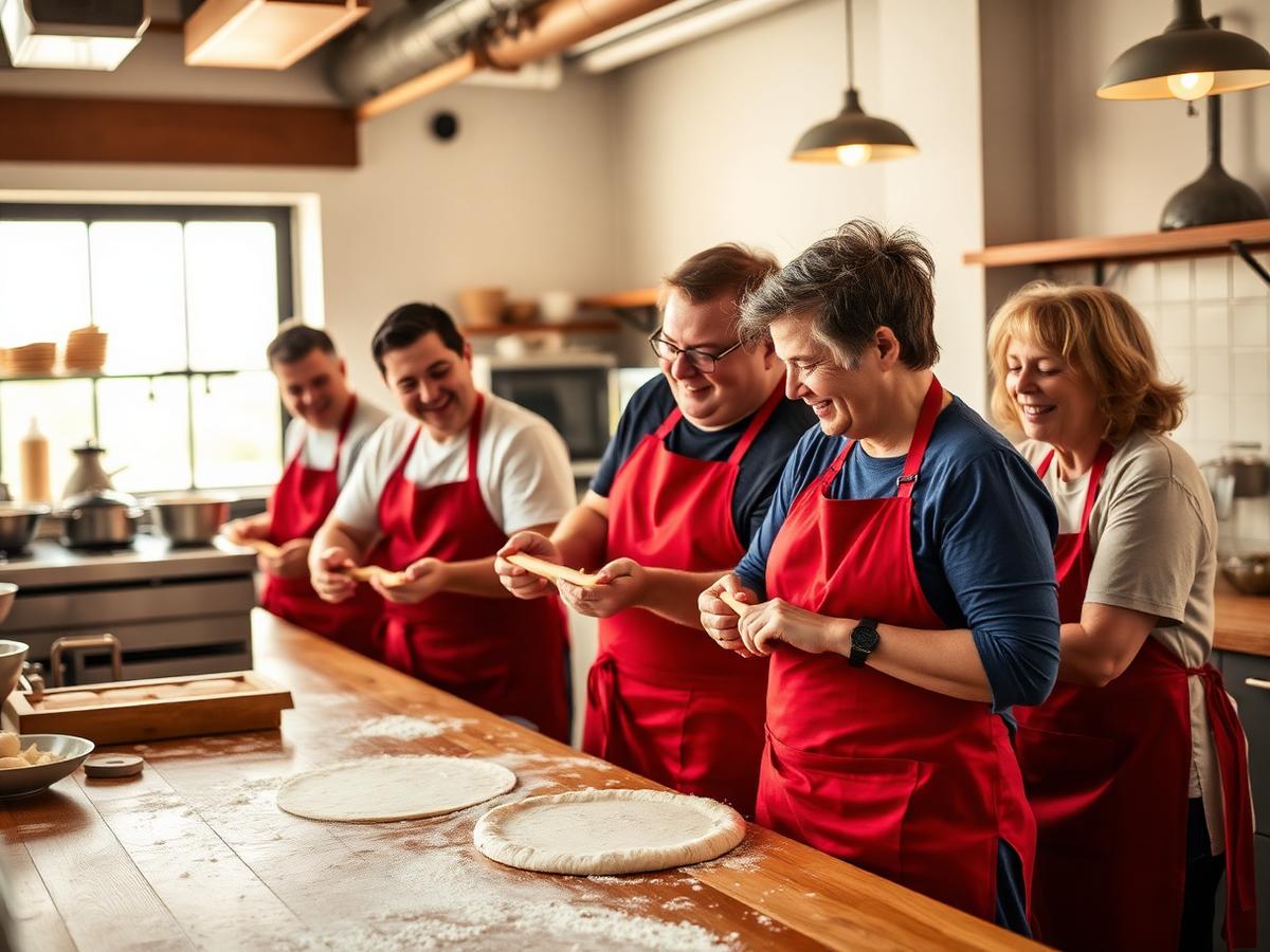 Pizzaiolos preparando massa artesanal
